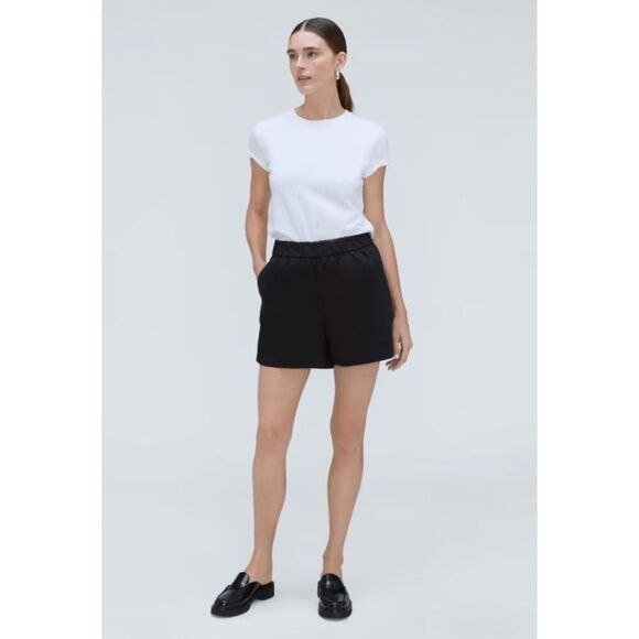 NWT Everlane Womens Black Organic Cotton Elastic Waist Pull-on Easy Short Small - Picture 1 of 9